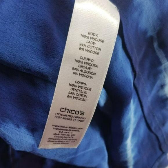 Chicos Blue Tie-Dye Vest With‎ Lace Back Open Front Womens Size 0 - Picture 7 of 7